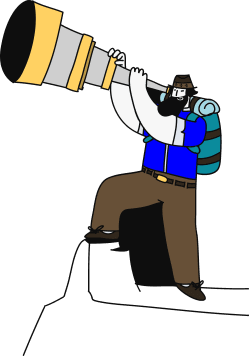 Character holding long vue to disclaim Privacy Policy of Shipa